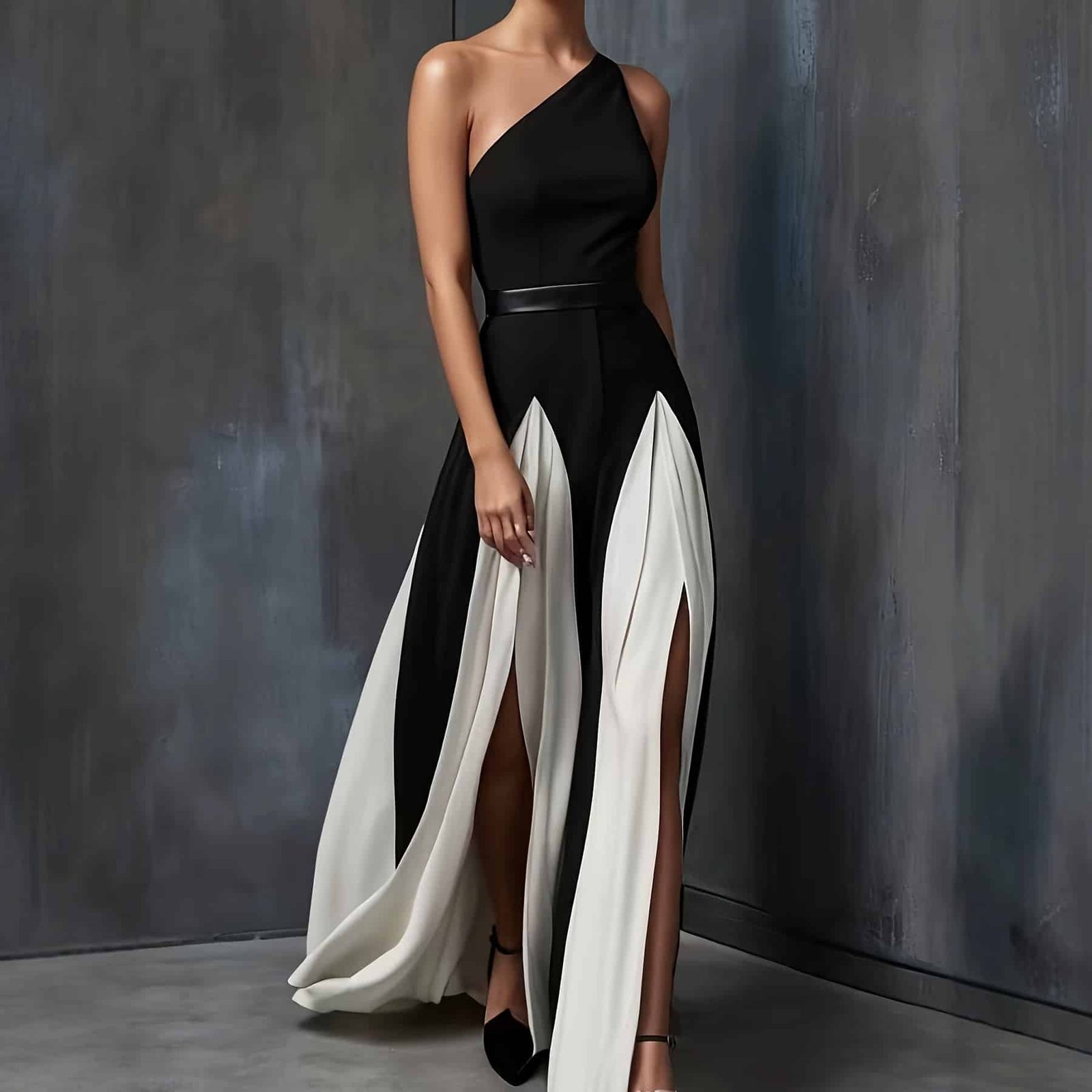 Elegant Black White Dress