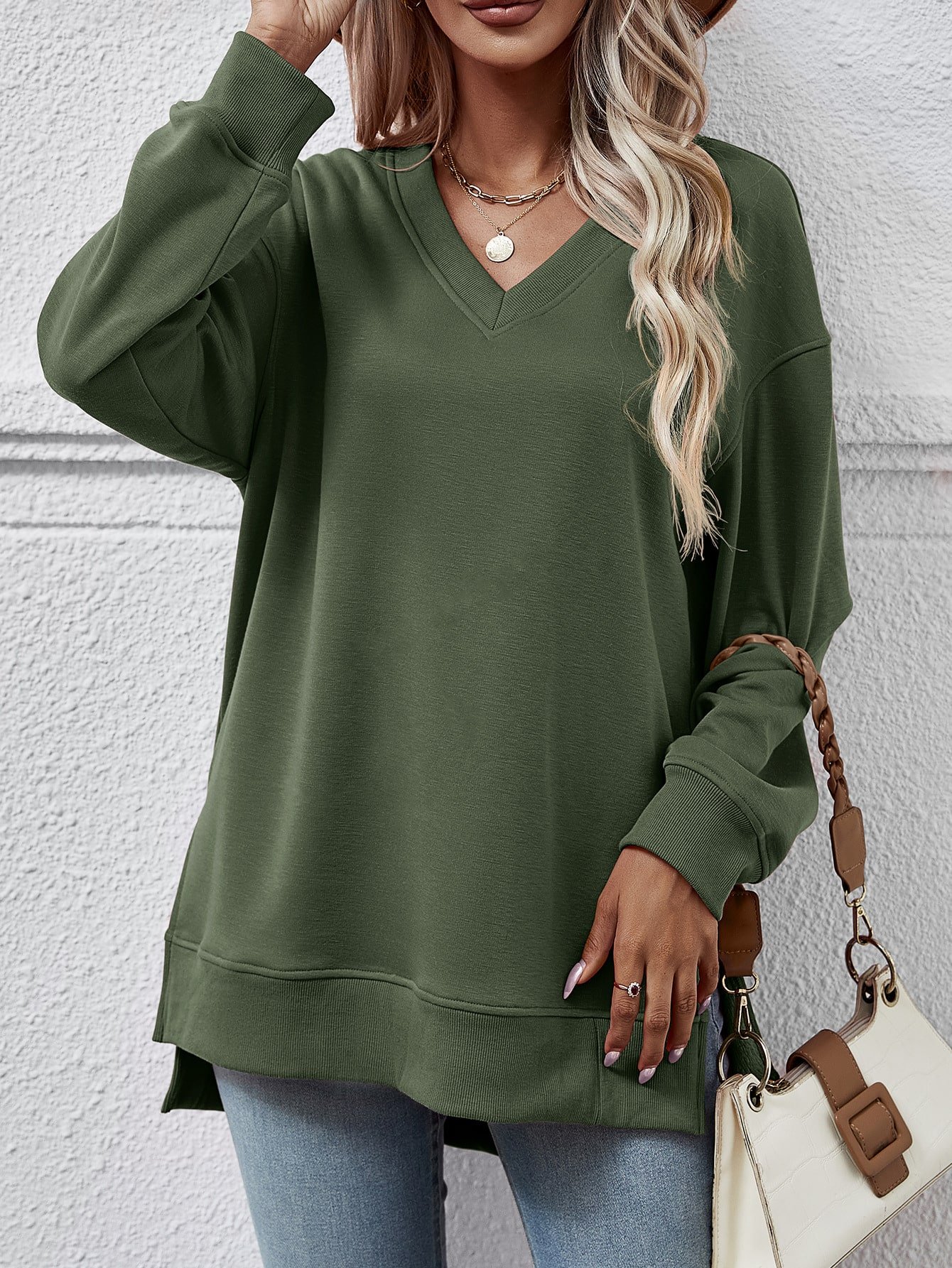 Split Front Short Sweatshirt - Image 2