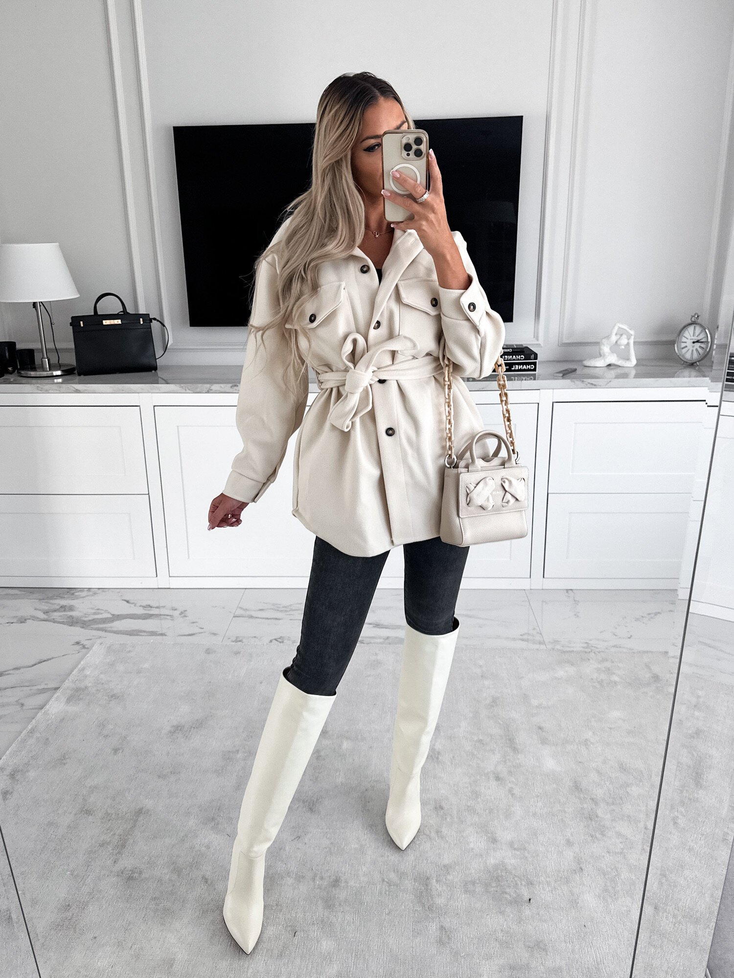 Fashion Belt Woolen Jacket - Image 2