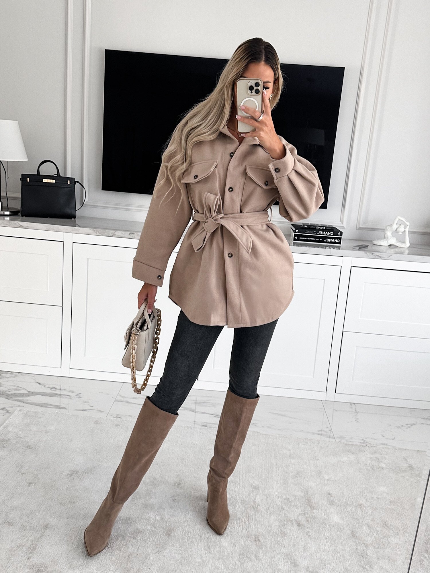 Fashion Belt Woolen Jacket - Image 7