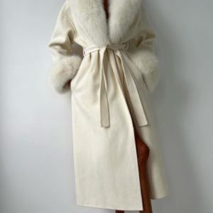 Elegant Big Fur White Coat