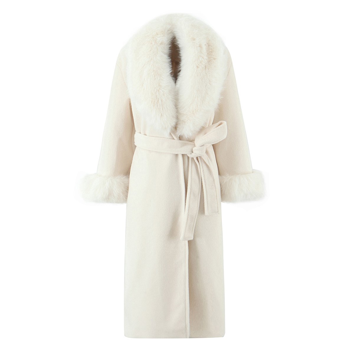 Elegant Big Fur White Coat - Image 3