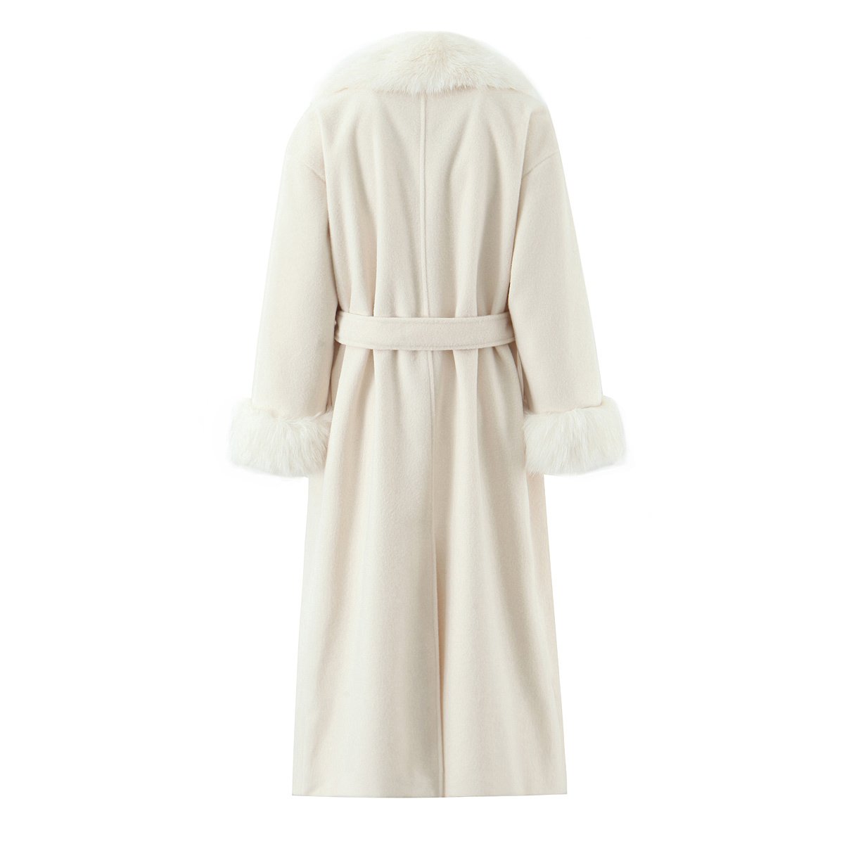 Elegant Big Fur White Coat - Image 4