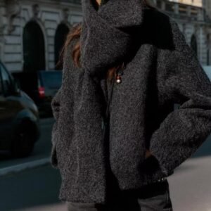 All Match Gray Plush Coat