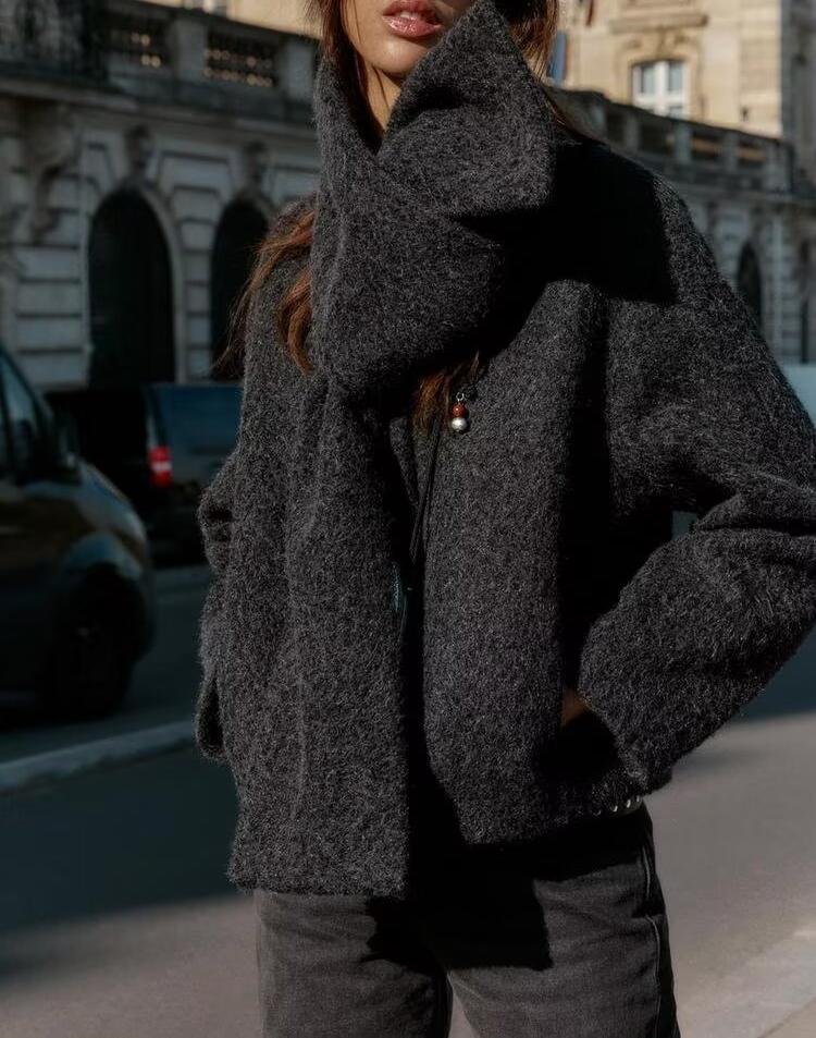 All Match Gray Plush Coat