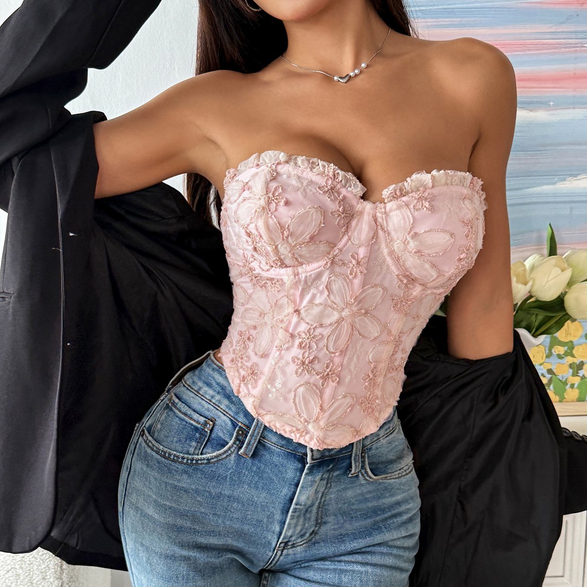 French Jacquard Eyelash Corset - Image 4