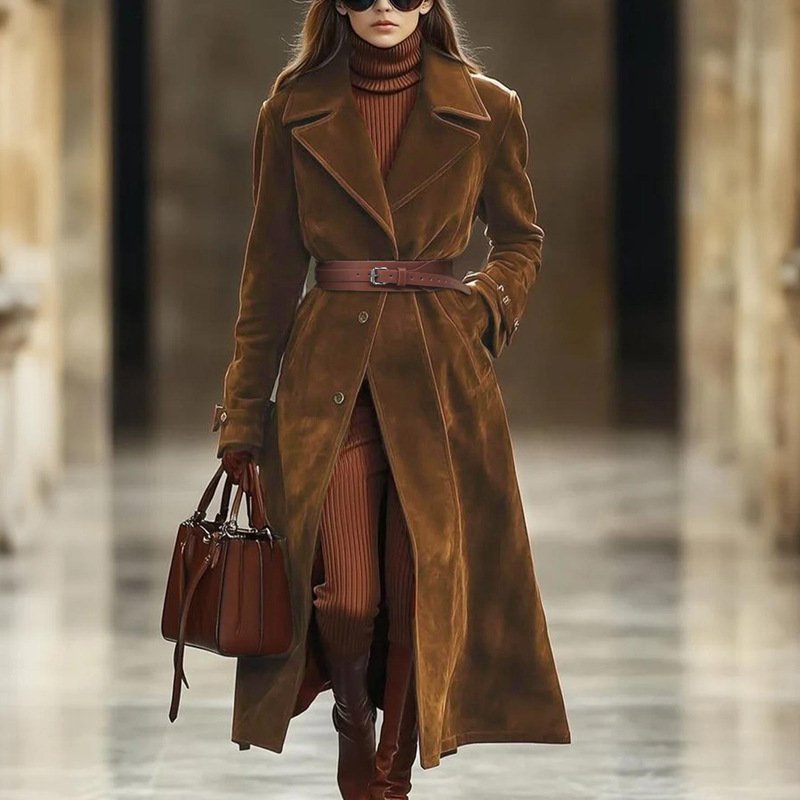 Loose Brown Long Overcoat