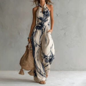 Casual Halter Tied Jumpsuit