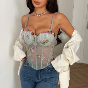 Embroidered Mesh Corset