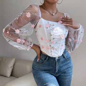 Embroidered Floral Boning Corset