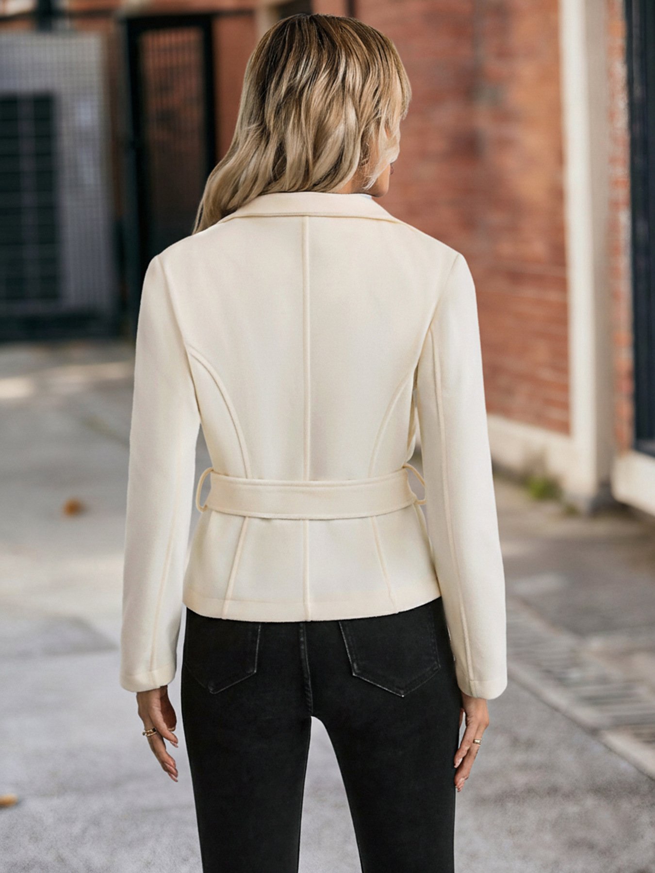 Winter with Belt Woolen Coat - Image 5