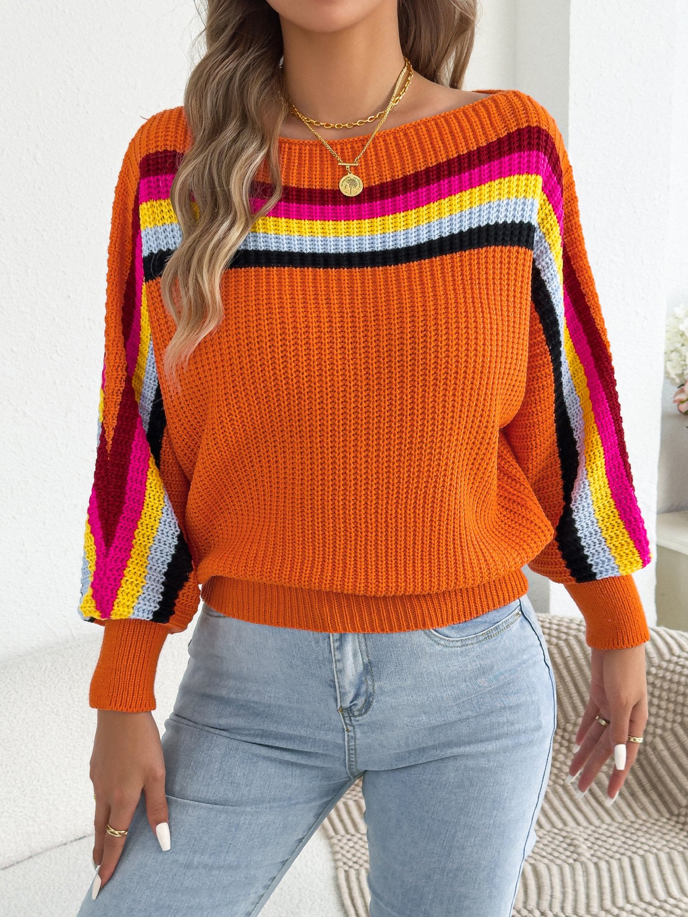 Rainbow Striped Lantern Sweater - Image 13