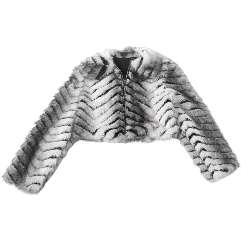 Zipper Fur Short Coat - Image 5