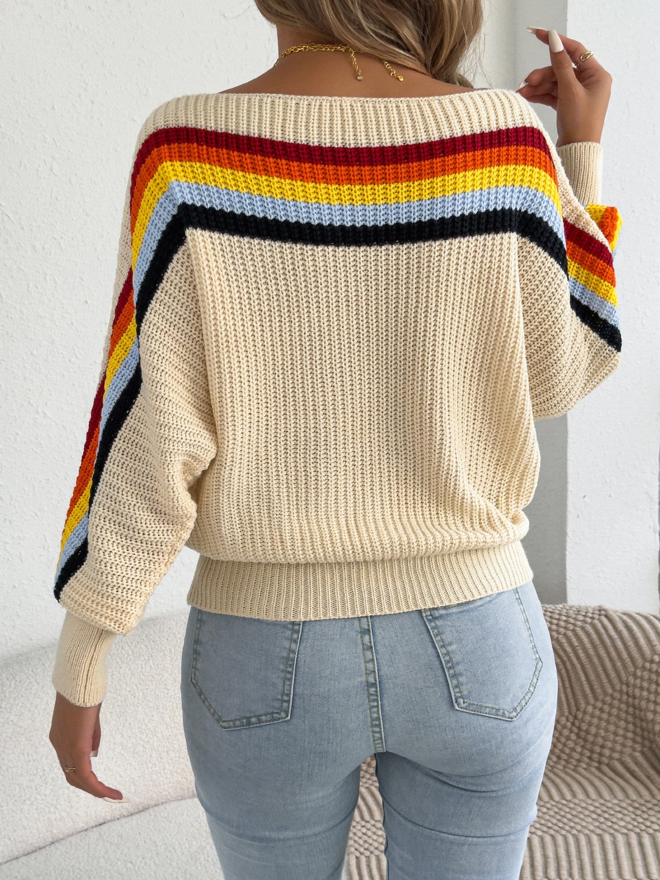 Rainbow Striped Lantern Sweater - Image 3