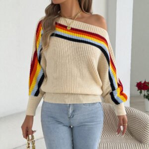 Rainbow Striped Lantern Sweater