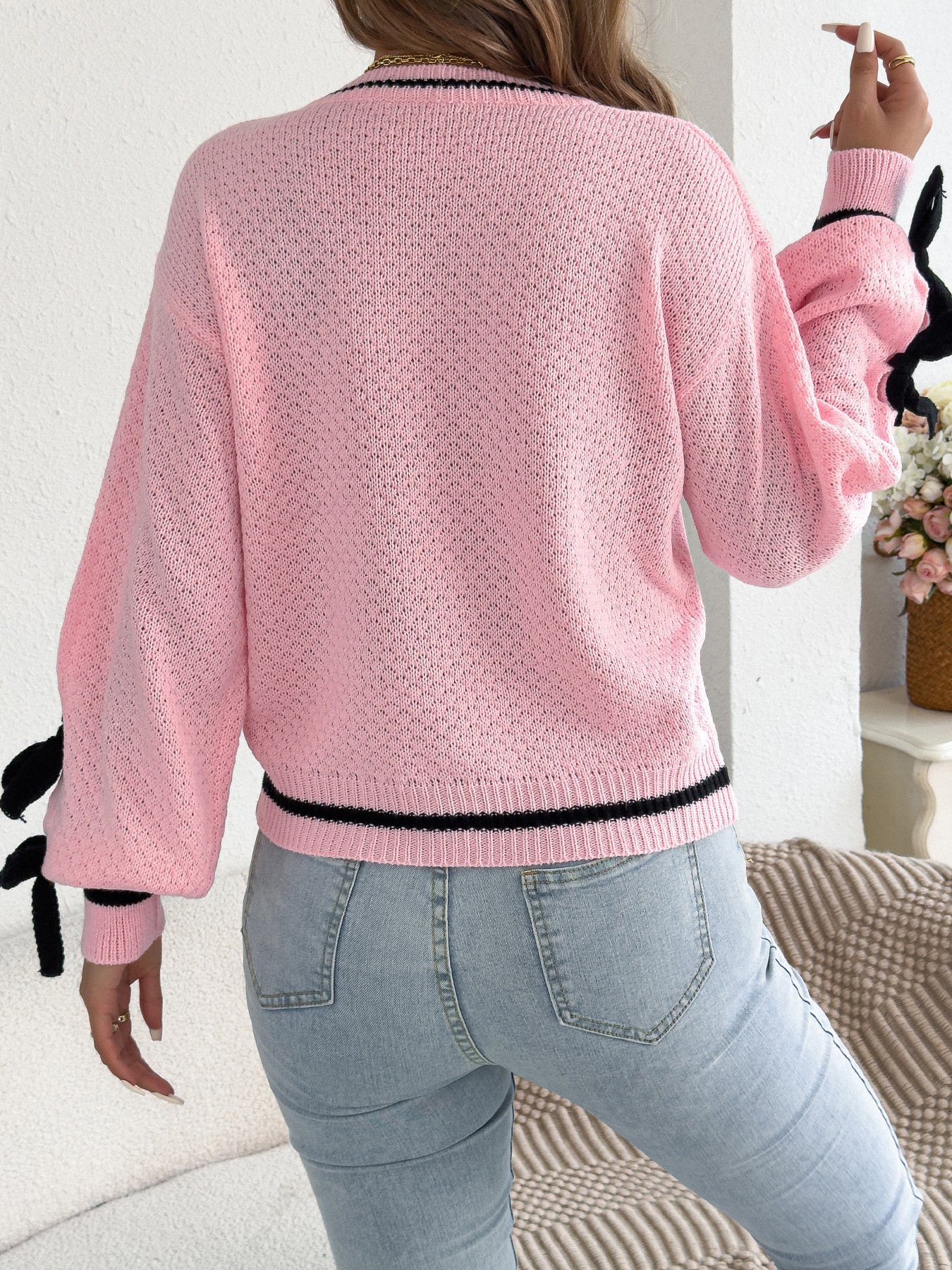 Casual Bow Lantern Sweater - Image 7