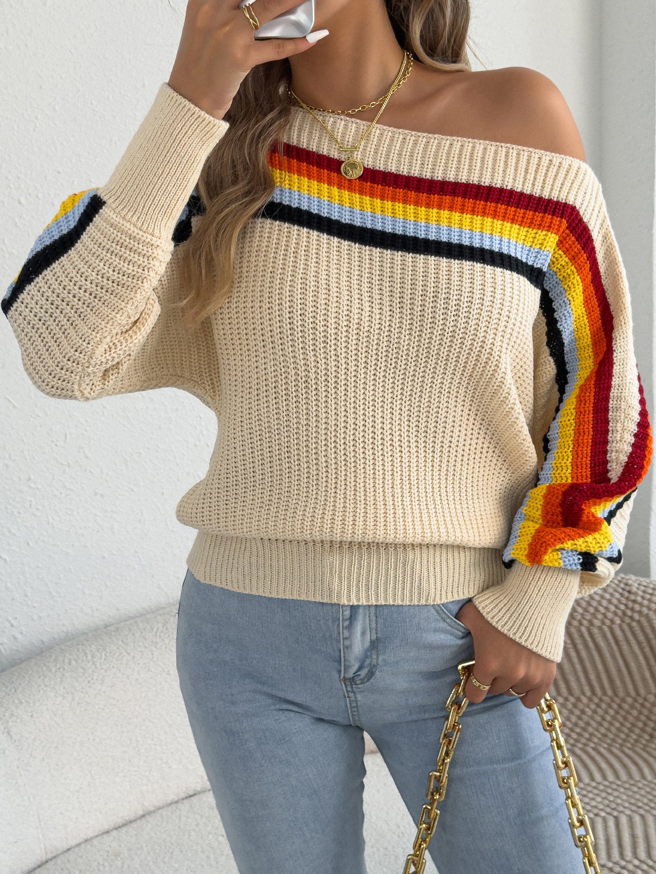 Rainbow Striped Lantern Sweater - Image 6