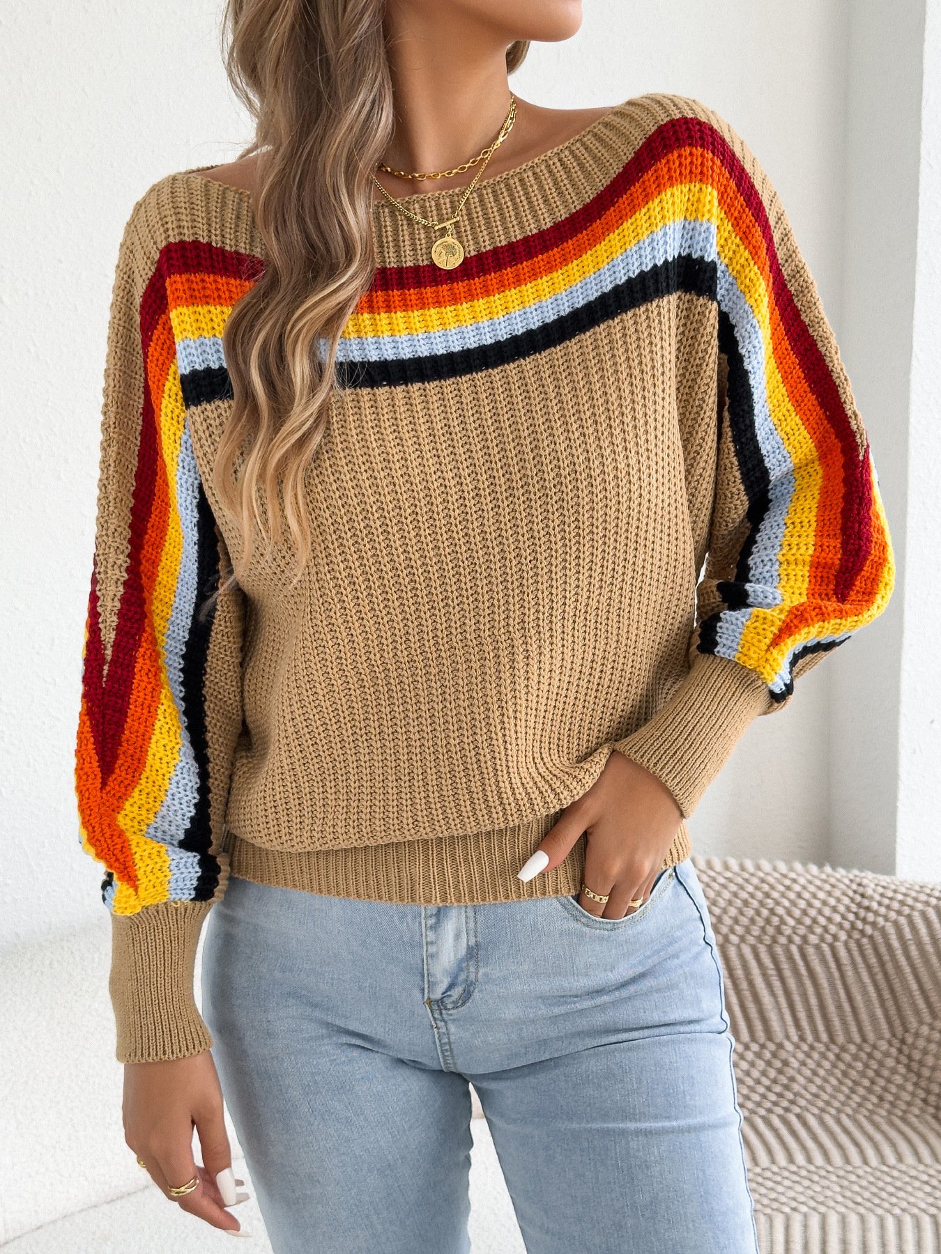 Rainbow Striped Lantern Sweater - Image 7