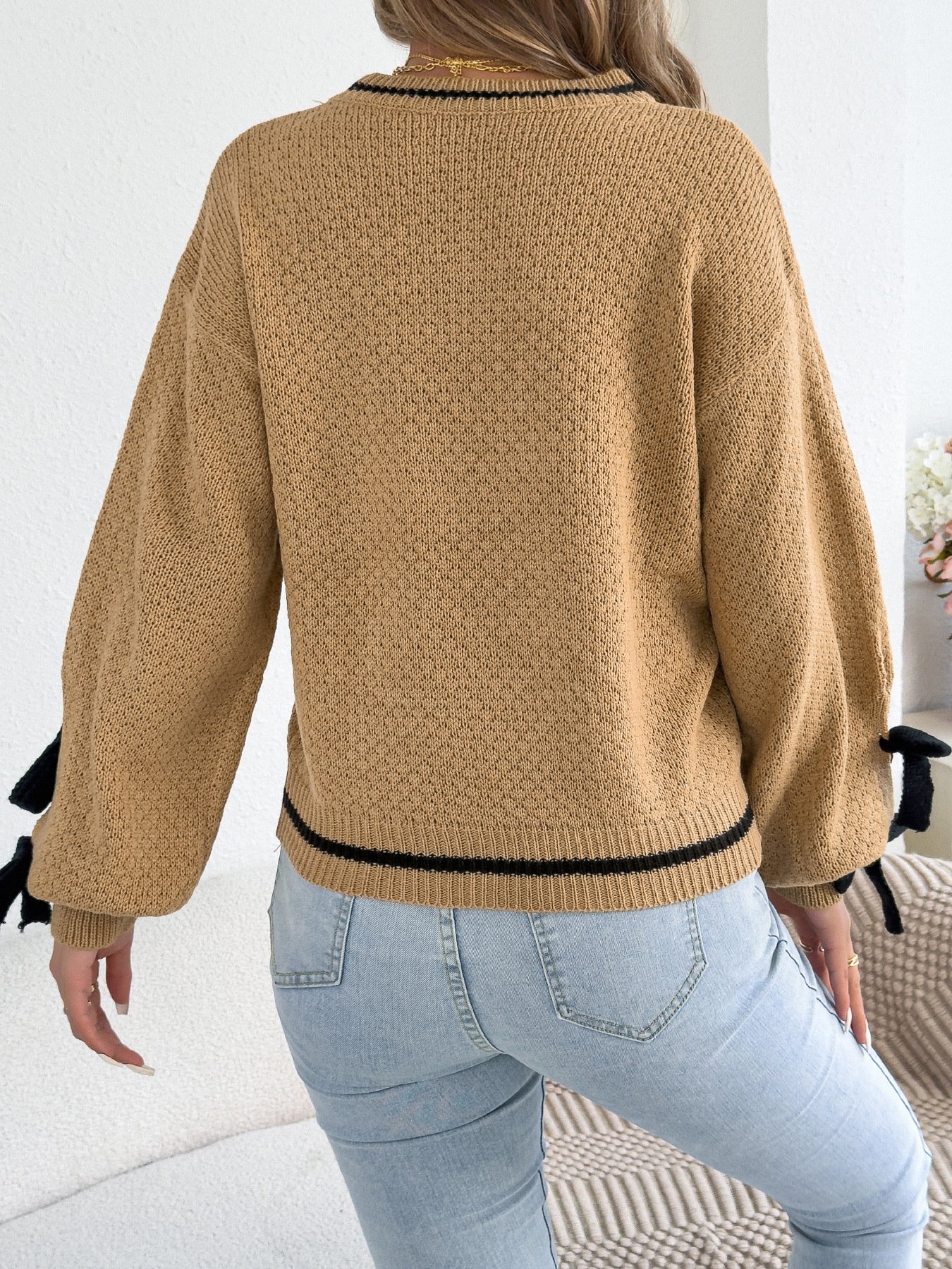 Casual Bow Lantern Sweater - Image 13